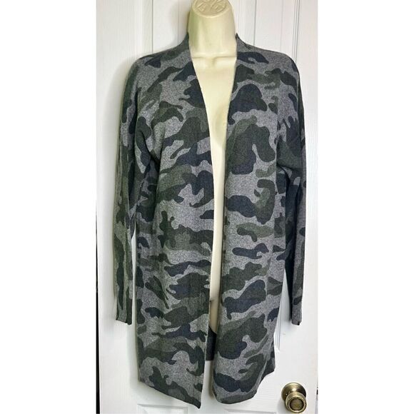 Magaschoni Cashmere Camouflage Print Long Cardigan NWT Size Medium - Picture 3 of 6
